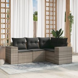 Gossi set canapea de gradina cu perne, 4 piese, gri deschis poliratan