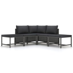 Gossi set canapea de gradina cu perne, 5 piese, gri, poliratan