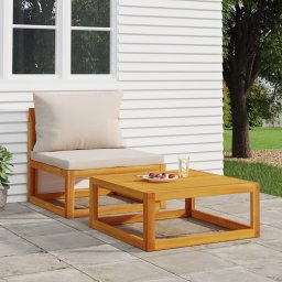 Gossi set canapea de gradina, 2 piese, cu perne, lemn masiv de acacia