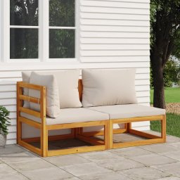 Gossi set canapea de gradina, 2 piese, cu perne, lemn masiv de acacia