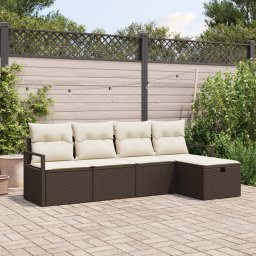 Gossi set canapea gradina 5 piese perne maro ratan polimeric