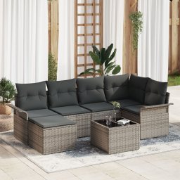 Gossi set canapea gradina 6 piese cu perne gri din ratan poli