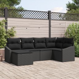 Gossi set canapea gradina 6 piese cu pernute negru ratan poli