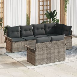 Gossi set canapea gradina 7 piese cu perne gri ratan poli