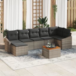 Gossi set canapea gradina 8 piese cu perne gri poliratan acacia
