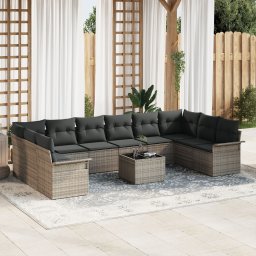 Gossi set canapea gradina cu 10 piese si perne ratan gri