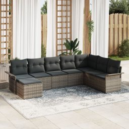 Gossi set canapea gradina cu 8 piese si perne gri din ratan poli
