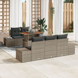Gossi set canapea gradina cu perne gri din ratan poli, 6 piese