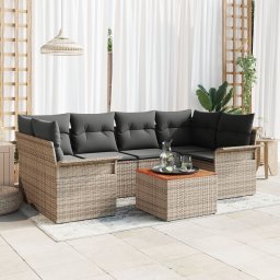 Gossi set canapea gradina cu perne gri poli ratan acacia
