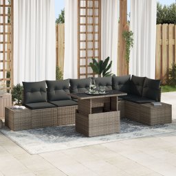 Gossi set canapea gradina cu perne gri ratan poli