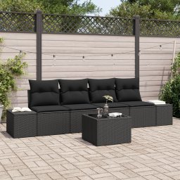 Gossi set canapea gradina cu perne negru poliratan