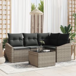 Gossi set canapea gradina cu perne ratan negru