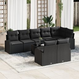 Gossi set canapele 9 piese cu perne bej ratan poli