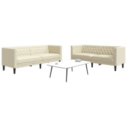 Gossi set canapele chesterfield cu 2 locuri, crem, piele eco.