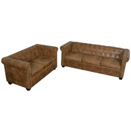 Gossi set canapele chesterfield cu 2 si 3 locuri, maro
