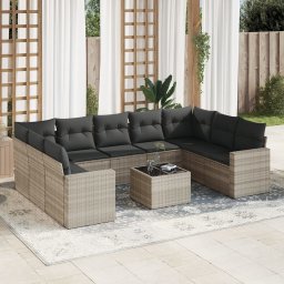 Gossi set canapele de gradina cu perne 10 piese gri deschis poliratan