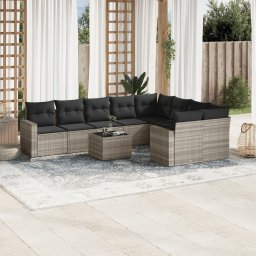 Gossi set canapele de gradina cu perne 10 piese gri deschis poliratan