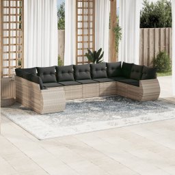 Gossi set canapele de gradina cu perne 10 piese gri deschis poliratan