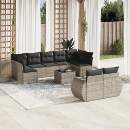 Gossi set canapele de gradina cu perne 10 piese gri deschis poliratan