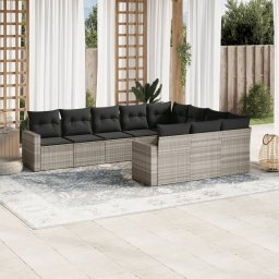Gossi set canapele de gradina cu perne 10 piese gri deschis poliratan