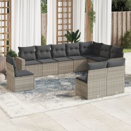 Gossi set canapele de gradina cu perne 10 piese gri deschis poliratan