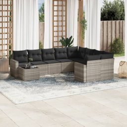 Gossi set canapele de gradina cu perne 10 piese gri deschis poliratan