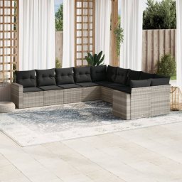 Gossi set canapele de gradina cu perne 10 piese gri deschis poliratan