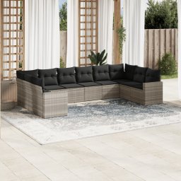 Gossi set canapele de gradina cu perne 10 piese gri deschis poliratan