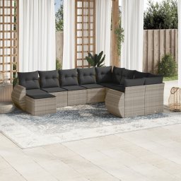 Gossi set canapele de gradina cu perne 10 piese gri deschis poliratan