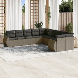 Gossi set canapele de gradina cu perne 10 piese gri deschis poliratan