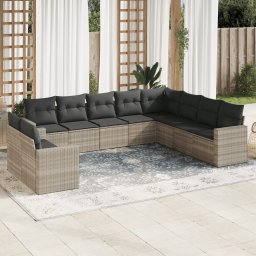 Gossi set canapele de gradina cu perne 10 piese gri deschis poliratan