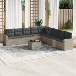 Gossi set canapele de gradina cu perne 10 piese gri deschis poliratan