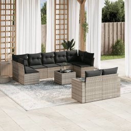 Gossi set canapele de gradina cu perne 10 piese gri deschis poliratan