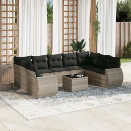 Gossi set canapele de gradina cu perne 10 piese gri deschis poliratan