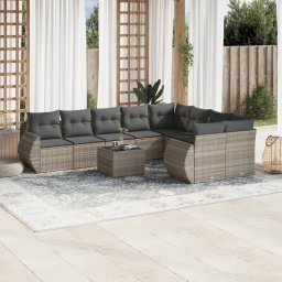 Gossi set canapele de gradina cu perne 10 piese gri deschis poliratan