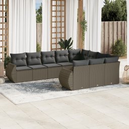 Gossi set canapele de gradina cu perne 10 piese gri deschis poliratan