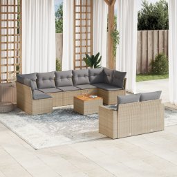 Gossi set canapele de gradina cu perne, 10 piese, bej, poliratan