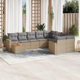 Gossi set canapele de gradina cu perne, 10 piese, bej, poliratan