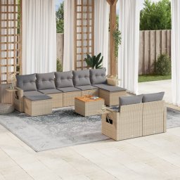 Gossi set canapele de gradina cu perne, 10 piese, bej, poliratan