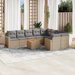 Gossi set canapele de gradina cu perne, 10 piese, bej, poliratan