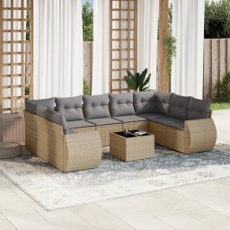 Gossi set canapele de gradina cu perne, 10 piese, bej, poliratan