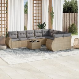 Gossi set canapele de gradina cu perne, 10 piese, bej, poliratan