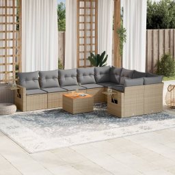 Gossi set canapele de gradina cu perne, 10 piese, bej, poliratan