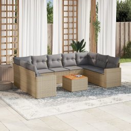 Gossi set canapele de gradina cu perne, 10 piese, bej, poliratan