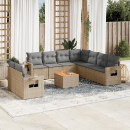 Gossi set canapele de gradina cu perne, 10 piese, bej, poliratan