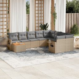 Gossi set canapele de gradina cu perne, 10 piese, bej, poliratan