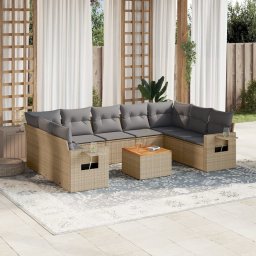 Gossi set canapele de gradina cu perne, 10 piese, bej, poliratan