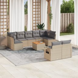 Gossi set canapele de gradina cu perne, 10 piese, bej, poliratan