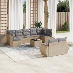 Gossi set canapele de gradina cu perne, 10 piese, bej, poliratan