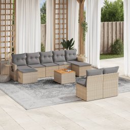 Gossi set canapele de gradina cu perne, 10 piese, bej, poliratan